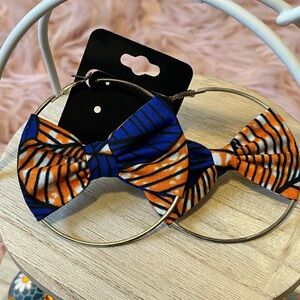 Fabric Bow Hoop Earrings | Handmade | Lightweight | Bold Statement | Ankara